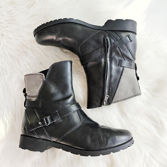 Teva Shoes - Teva De La Vina Low Black Waterproof Genuine Leather Ankle Moto Black Boots Sz 9